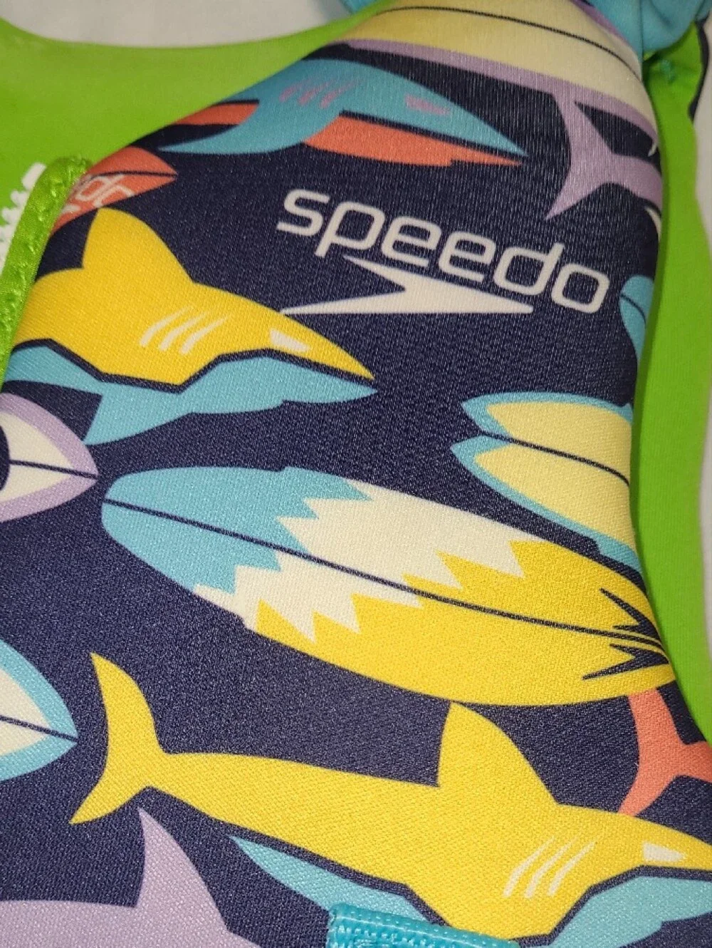 Speedo Kids Blue & Green Fish, shark, surfboard Print Swim Vest & boating